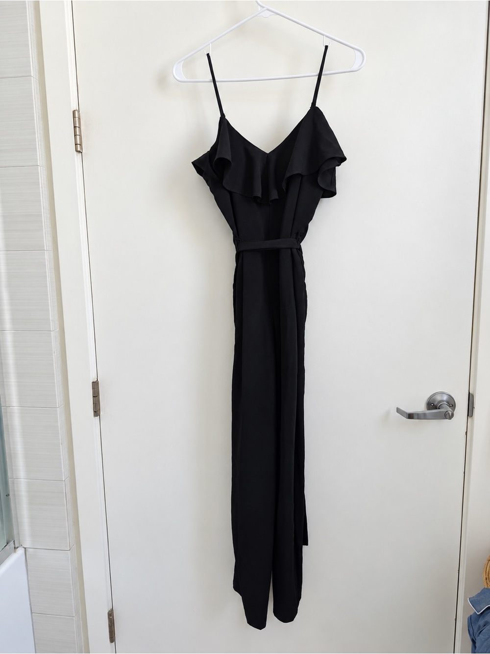 Banana Republic Black One-Shoulder Ruffle Jumpsuit